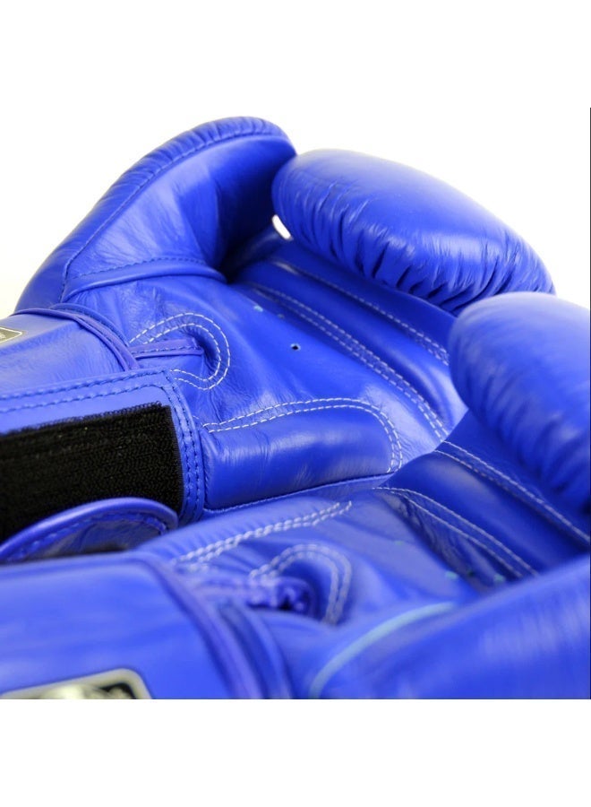TWINS SPECIAL BGVL3 BOXING GLOVES 08OZ BLUE GENUINE LEATHER MUAY THAI TRAINING SPARRING GLOVES WITH VELCRO WRIST SUPPORT - Image 3