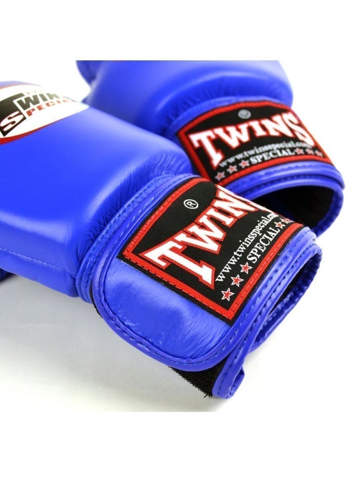 TWINS SPECIAL BGVL3 BOXING GLOVES 08OZ BLUE GENUINE LEATHER MUAY THAI TRAINING SPARRING GLOVES WITH VELCRO WRIST SUPPORT - Image 2