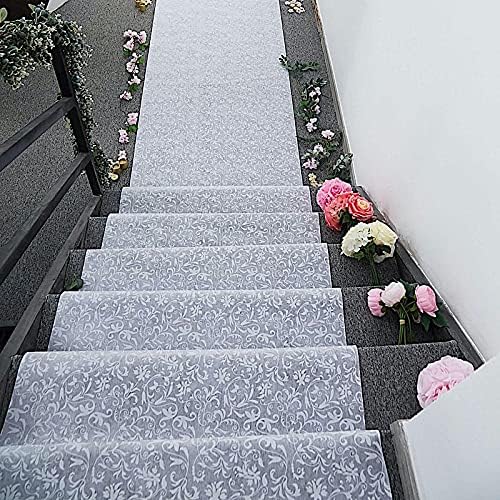 BalsaCircle 50 feet White Lace Floral Aisle Runner  Wedding Ceremony Engagement Party Reception Events Bridal Shower Decorations - Image 5