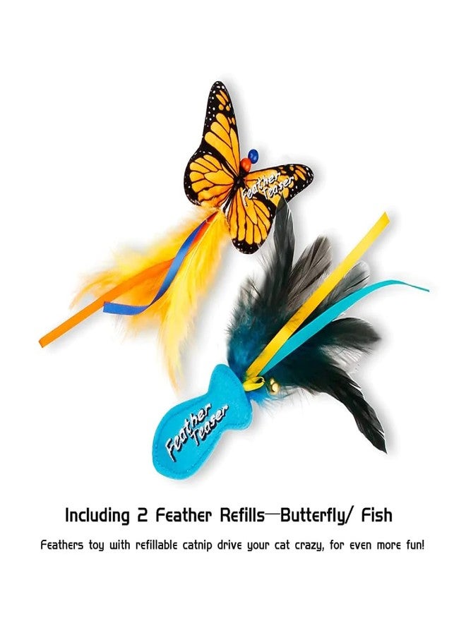 GiGwi Feather Teaser Fish Rod Cat Wand, Lightweight Cat Toy with Natural Bird Feathers, Includes Replaceable Attachment Toy, Encourages Pounce, Chase, Hunting Instincts, Playful Behaviour - Image 3