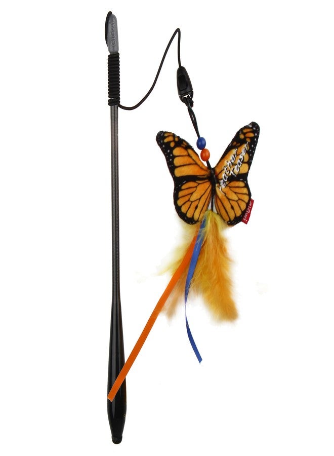 GiGwi Feather Teaser Fish Rod Cat Wand, Lightweight Cat Toy with Natural Bird Feathers, Includes Replaceable Attachment Toy, Encourages Pounce, Chase, Hunting Instincts, Playful Behaviour - Image 1