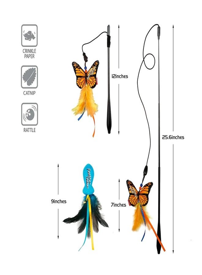 GiGwi Feather Teaser Fish Rod Cat Wand, Lightweight Cat Toy with Natural Bird Feathers, Includes Replaceable Attachment Toy, Encourages Pounce, Chase, Hunting Instincts, Playful Behaviour - Image 5