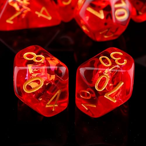 Haxtec Red DND Dice Set 7PCS Filled Resin Polyhedral DD Dice WIridescent Mylar Inclusion Role Playing Dice Compatible with Dungeons and Dragons Gift - Image 5