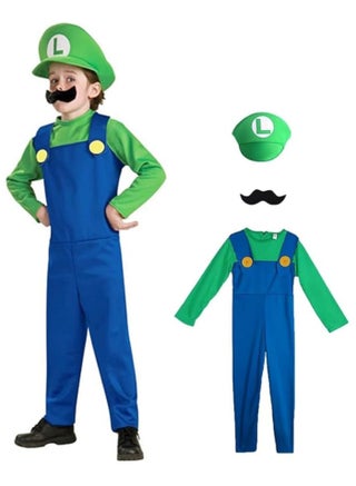 Super Mario Costume for Kids,Mario Costume Luigi Costume Set, Luigi Costume for Dress Costumes