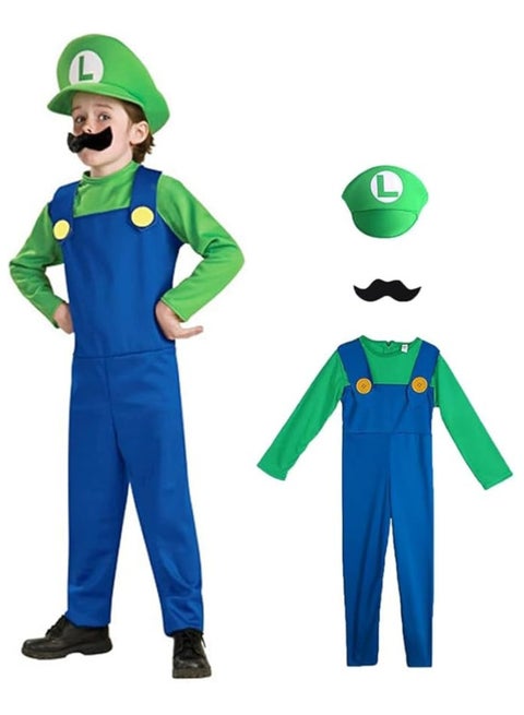 Super Mario Costume for Kids,Mario Costume Luigi Costume Set, Luigi Costume for Dress Costumes