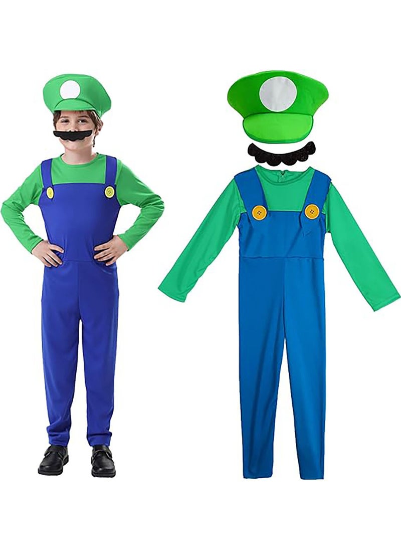 AUTOYSUR Super Mario Costume for Kids,Mario Costume Luigi Costume Set, Luigi Costume for Dress Costumes  - Image 2