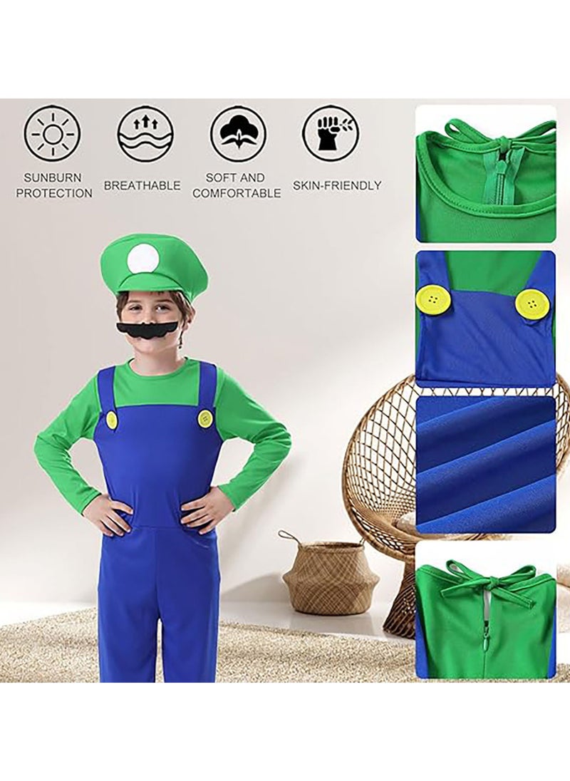 AUTOYSUR Super Mario Costume for Kids,Mario Costume Luigi Costume Set, Luigi Costume for Dress Costumes  - Image 4