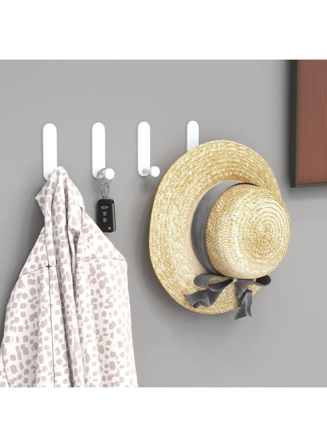 4 Pack Self Adhesive Hooks Sticky No Drill Towel Hooks Hangers Heavy Duty Wall Mounted Door Hook for Coat/Bathrobe/Towel/Keys in Bathroom Shower Kitchen (White) - Image 4