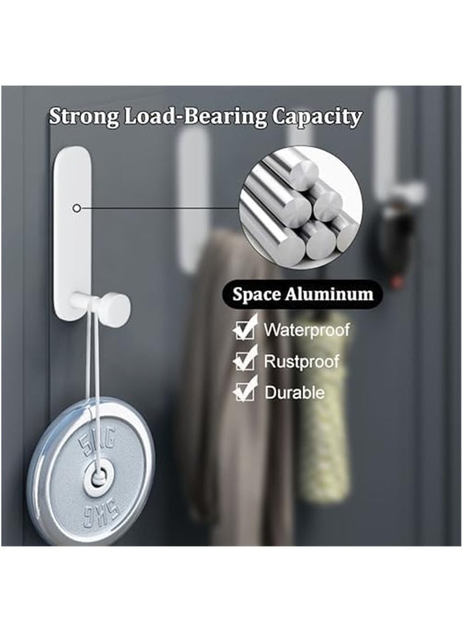 4 Pack Self Adhesive Hooks Sticky No Drill Towel Hooks Hangers Heavy Duty Wall Mounted Door Hook for Coat/Bathrobe/Towel/Keys in Bathroom Shower Kitchen (White) - Image 3