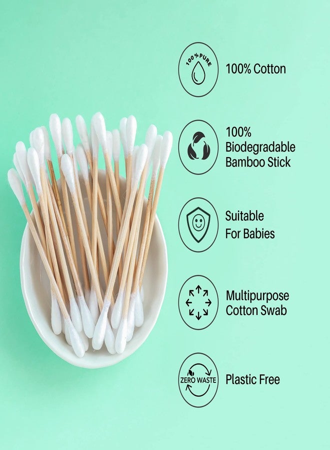 R-NEU 400 Bamboo Cotton Swabs, Dual Tipped, 3 Inch 100% Biodegradable Natural Cotton Qtips for Ears, Makeup, Cleaning, Home, Baby Care (400 Count) - Image 4