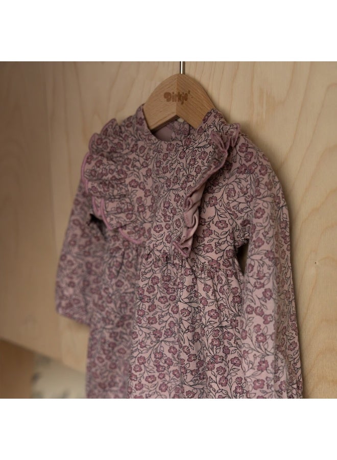 Dirkje girls' baby set dress leggings soft pink flowers - Image 4