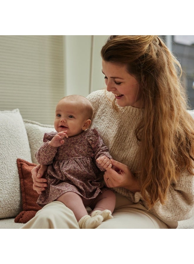 Dirkje girls' baby set dress leggings soft pink flowers - Image 3