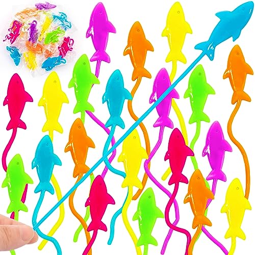 HLARTNET 25 PCS Sticky Shark Toys for Kids Stretchy Shark Gifts Bulk Ocean Under Sea Themed Favors Goodie Bags Stuffer Classroom Prizes Students Rewards - Image 1