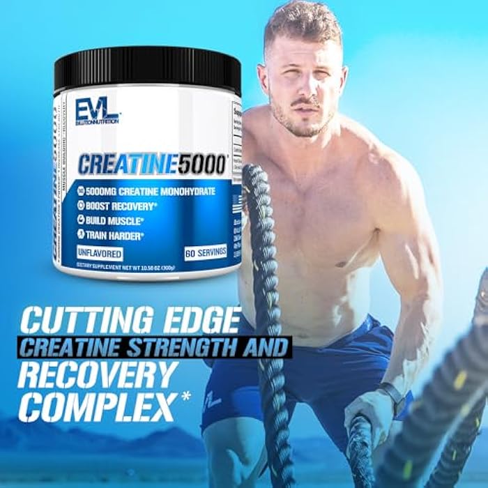 Evlution Nutrition Creatine 5000 - Supports Faster Recovery, Lean Muscle Growth & Performance - Pre & Post Workout Powder - 5000mg Pure Creatine Monohydrate Per Serving - 60 Servings - Unflavored - Image 3