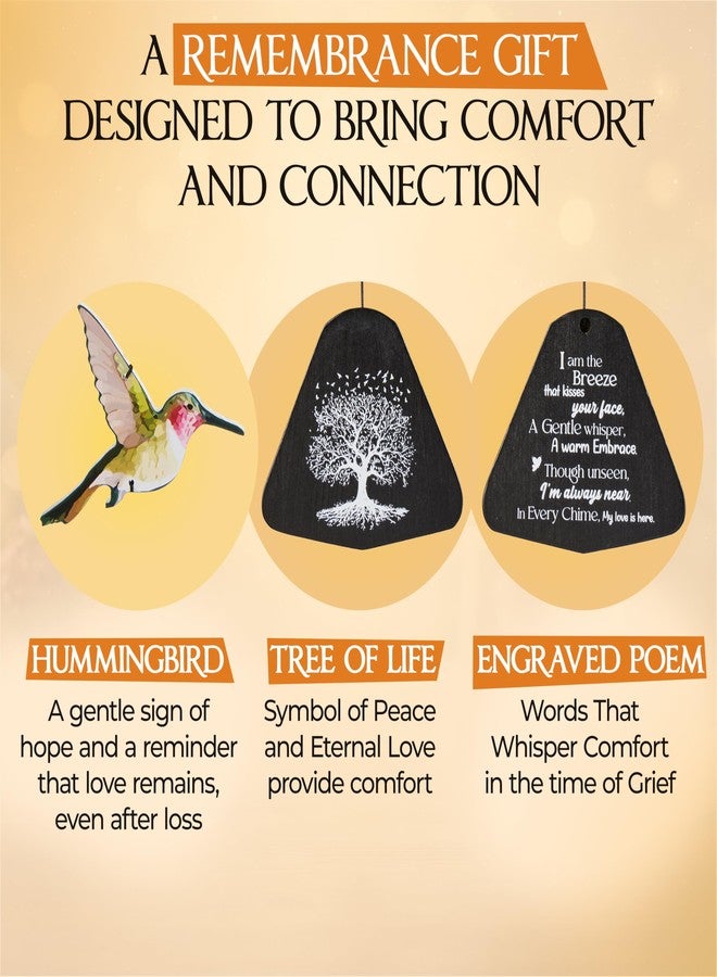 Captain Decor 32 Inch Hummingbird Memorial Wind Chimes Outdoor, Sympathy Gifts for Loss of Loved One, Memorial Gifts for Loss of Mom, Sympathy Wind Chimes for Mother, Father, Brother, Sister - Image 2