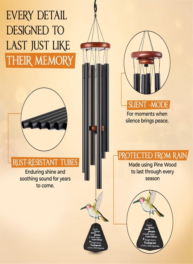 Captain Decor 32 Inch Hummingbird Memorial Wind Chimes Outdoor, Sympathy Gifts for Loss of Loved One, Memorial Gifts for Loss of Mom, Sympathy Wind Chimes for Mother, Father, Brother, Sister - Image 5