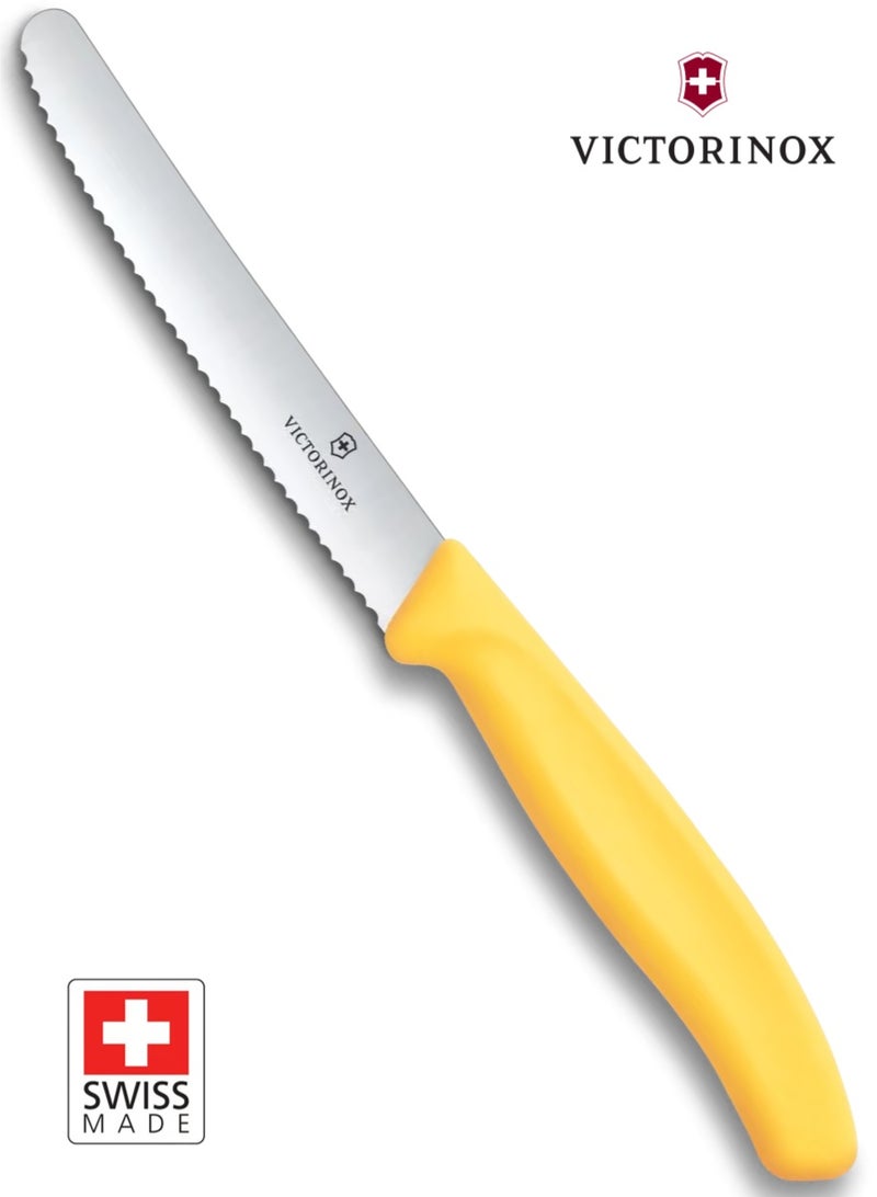Victorinox Swiss Classic Tomato and Table Knife 11 cm, Wavy Edge, Yellow