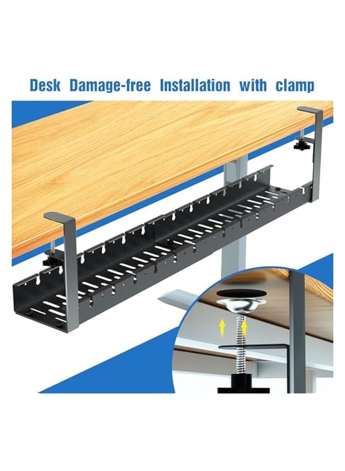 erorex Under Desk Cable Management Tray, ® 21.7" Retractable Clamp Mounted Desk Cable Cord Organizer for Wire Management, Sturdy Metal Cable Tray Basket for Home Office - Image 3