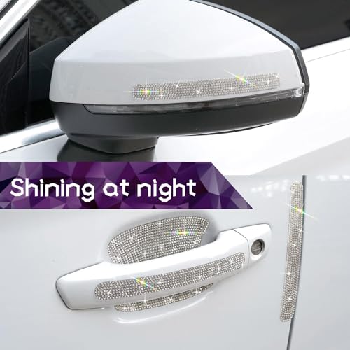 Gengki 10PCS Car Door Handle Bling Rhinestones Stickers Universal Auto Door Handle Scratch Cover Guard Protective Film Pad Sliver - Image 2