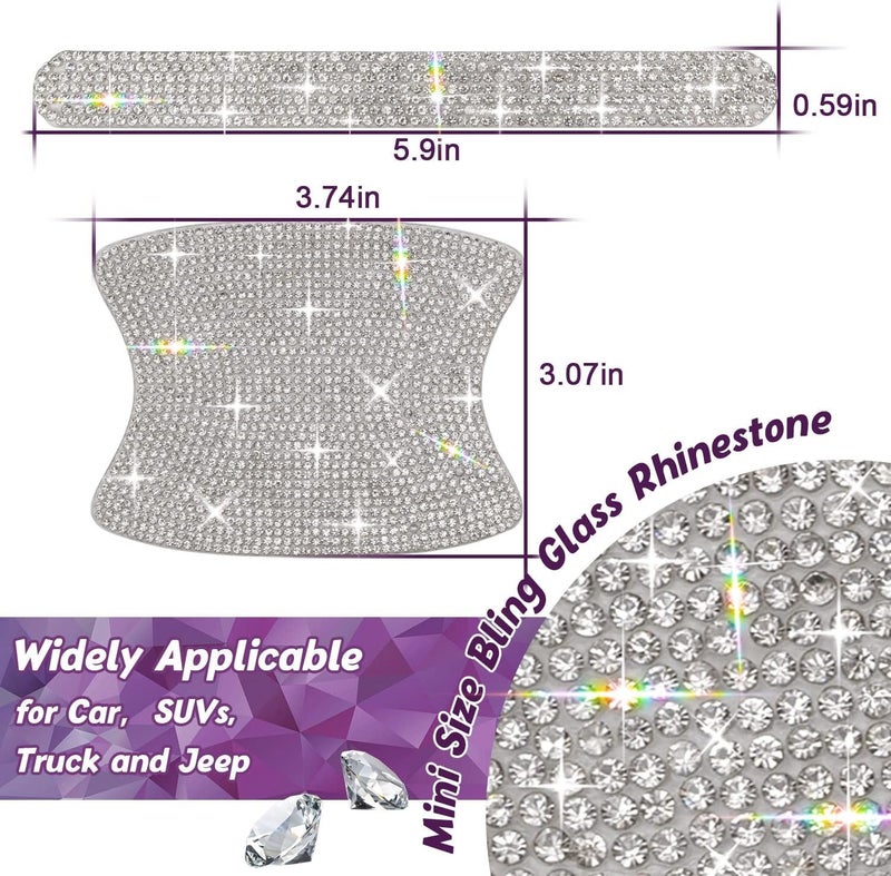 Gengki 10PCS Car Door Handle Bling Rhinestones Stickers Universal Auto Door Handle Scratch Cover Guard Protective Film Pad Sliver - Image 5