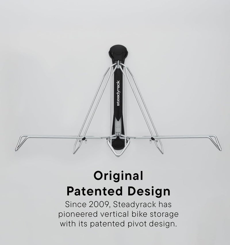 Steadyrack Bike Rack for Road Bikes - The Original Wall Mounted Vertical Bike Storage - Fits Narrow Tires - Space Saving Pivot Design - Heavy-Duty Steel Rack for Indoor Garage, Apartment or Home Use - Image 4