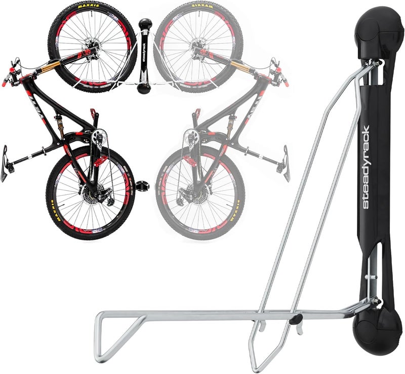 Steadyrack Bike Rack for Road Bikes - The Original Wall Mounted Vertical Bike Storage - Fits Narrow Tires - Space Saving Pivot Design - Heavy-Duty Steel Rack for Indoor Garage, Apartment or Home Use - Image 1