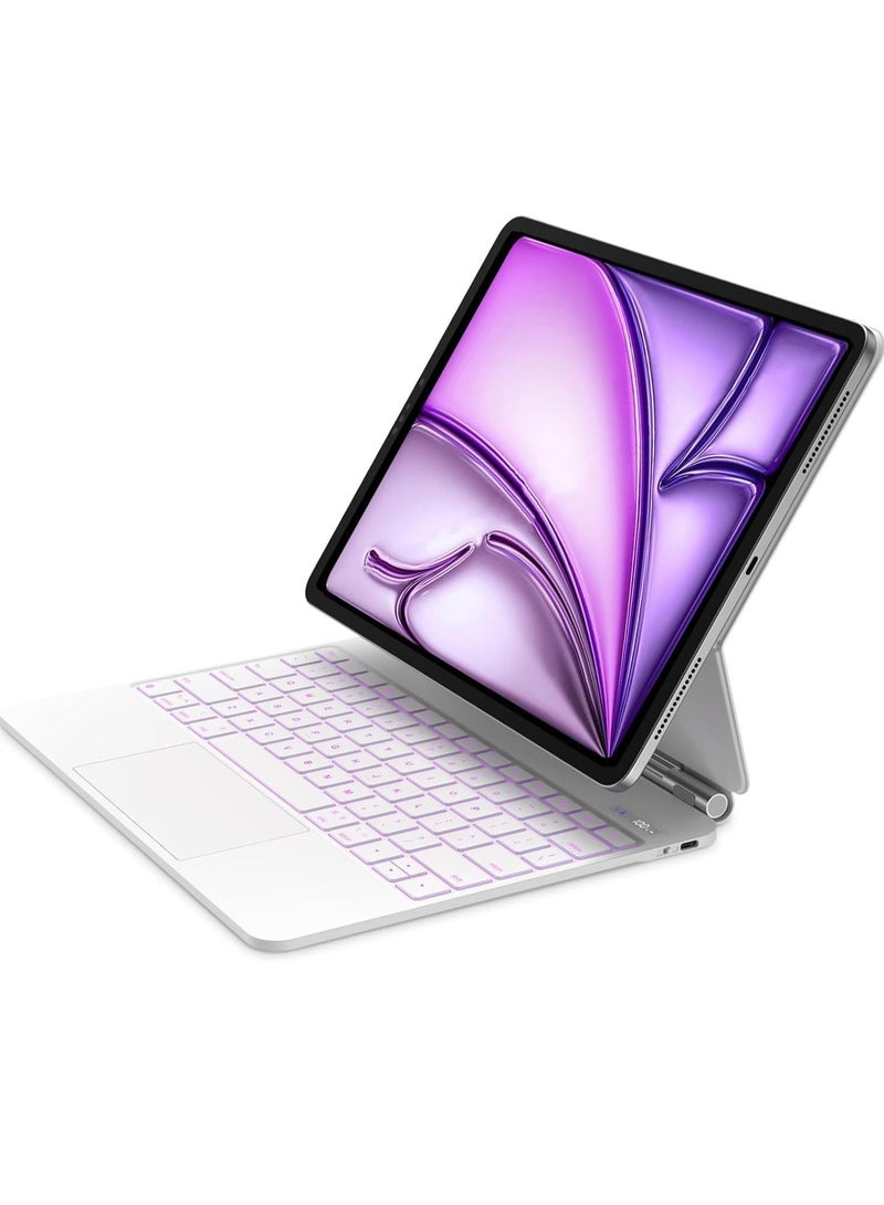 آرترابيت حافظة لوحة مفاتيح لأجهزة iPad Air مقاس 13 بوصة (M3,2025/ M2,2024) و iPad Pro مقاس 12.9 بوصة (الجيل السادس/الخامس/الرابع/السادس/الثالث)، حافظة لوحة مفاتيح مزودة بحامل مغناطيسي وشاشة رقمية ولوحة تتبع متعددة اللمس وإضاءة خلفية 7 ألوان - Image 1
