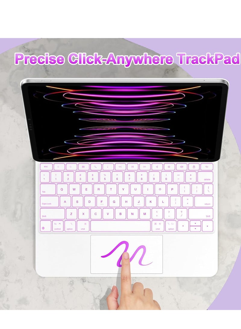آرترابيت حافظة لوحة مفاتيح لأجهزة iPad Air مقاس 13 بوصة (M3,2025/ M2,2024) و iPad Pro مقاس 12.9 بوصة (الجيل السادس/الخامس/الرابع/السادس/الثالث)، حافظة لوحة مفاتيح مزودة بحامل مغناطيسي وشاشة رقمية ولوحة تتبع متعددة اللمس وإضاءة خلفية 7 ألوان - Image 5