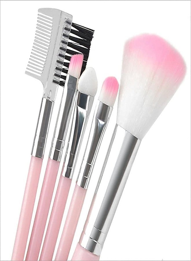 Ooplore Soft Bristle 5 Pcs Pink Makeup Brushes Set with 1 Pink Beauty Blender - (Pack of 6) - Image 3
