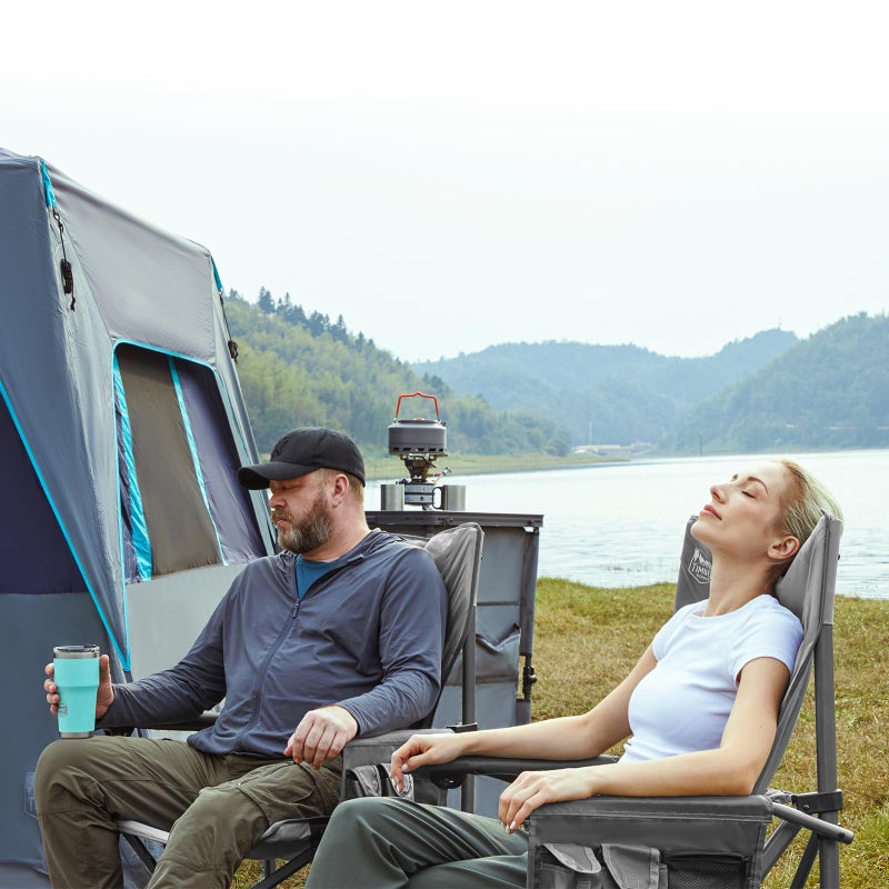 TIMBER RIDGE Oversized Folding Camping Chair High Back Heavy Duty for Adults Support up to 500lbs with Cup Holder, Side Pocket Cooler Bag - Image 4