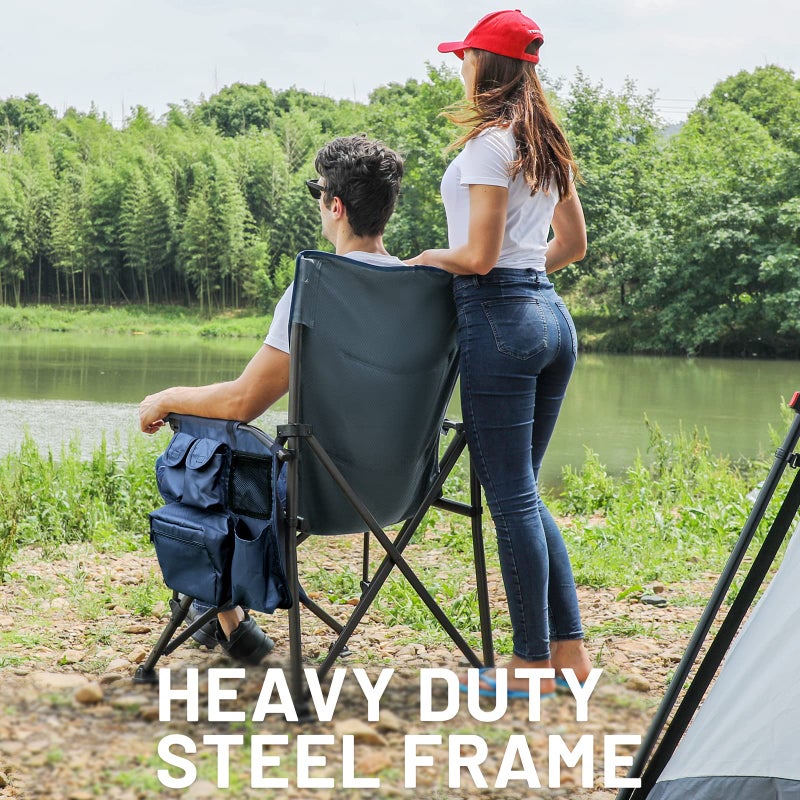 TIMBER RIDGE Oversized Folding Camping Chair High Back Heavy Duty for Adults Support up to 500lbs with Cup Holder, Side Pocket Cooler Bag - Image 2
