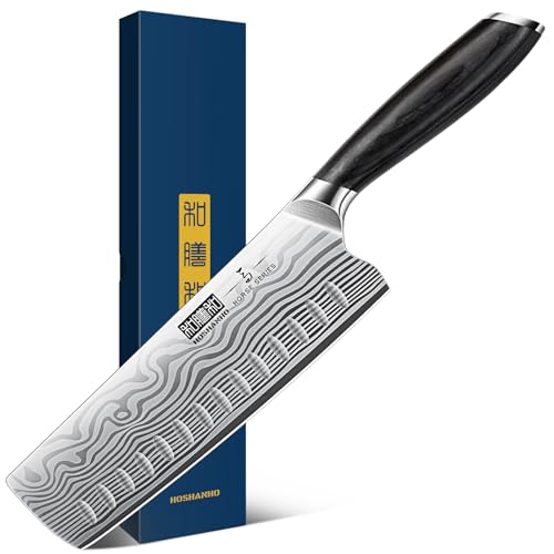 HOSHANHO 7 Inch Nakiri Knife, Japanese High Carbon Powder Steel Vegetable Cleaver Knife for Chopping, Razor Sharp Multipurpose Asian Chef Knife with Ergonomic Handle - Image 1