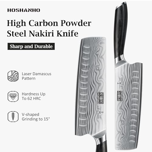 HOSHANHO 7 Inch Nakiri Knife, Japanese High Carbon Powder Steel Vegetable Cleaver Knife for Chopping, Razor Sharp Multipurpose Asian Chef Knife with Ergonomic Handle - Image 2