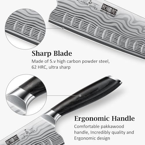 HOSHANHO 7 Inch Nakiri Knife, Japanese High Carbon Powder Steel Vegetable Cleaver Knife for Chopping, Razor Sharp Multipurpose Asian Chef Knife with Ergonomic Handle - Image 3