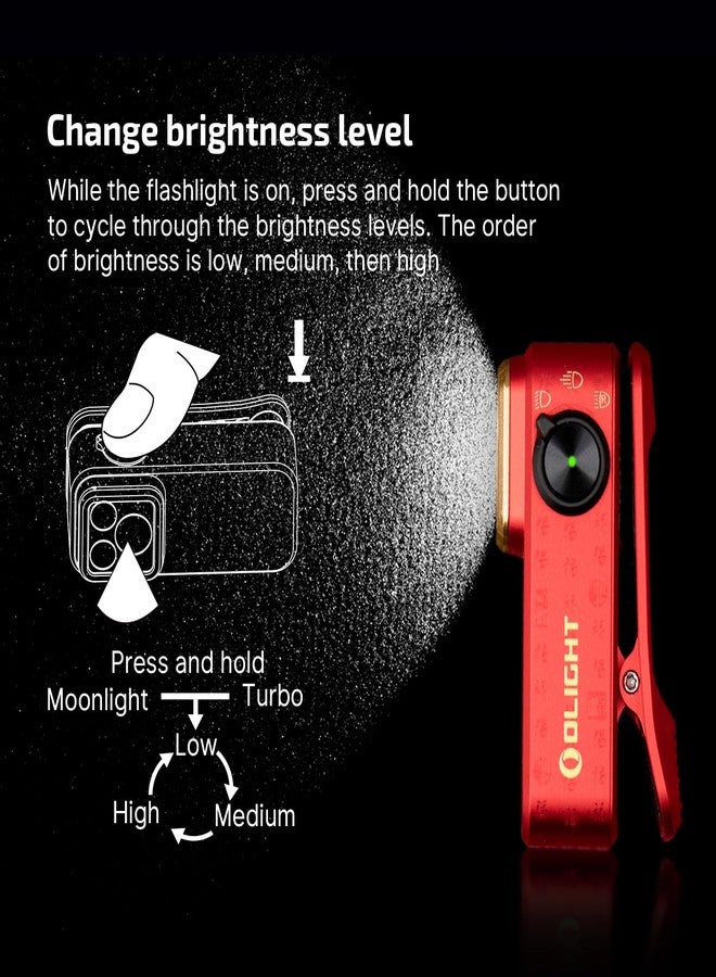 أولايت مصباح OLIGHT Oclip Pro EDC قابل للتثبيت، قابل لإعادة الشحن بقوة 500 لومن مع ثلاثة حلول إضاءة، شحن من النوع C، مصابيح فلاش مغناطيسية للإشارة، وركوب الدراجات، والاستخدام الخارجي أو الداخلي (أحمر FS) - Image 3