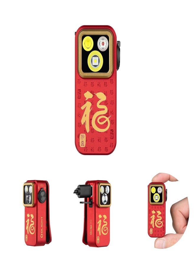 أولايت مصباح OLIGHT Oclip Pro EDC قابل للتثبيت، قابل لإعادة الشحن بقوة 500 لومن مع ثلاثة حلول إضاءة، شحن من النوع C، مصابيح فلاش مغناطيسية للإشارة، وركوب الدراجات، والاستخدام الخارجي أو الداخلي (أحمر FS) - Image 1
