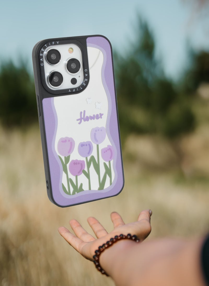 Casetify iPhone 14 Pro Cover Floral Design Hard Phone Case Tempered Glass Back Cover - Image 3