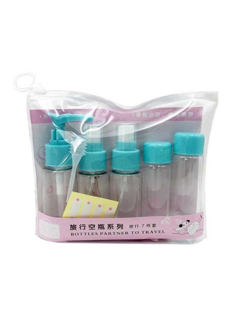 Sharpdo Pack Of 7 Portable Travel Size Empty Bottle Set Clear/Blue 10x8x2cm - Image 2