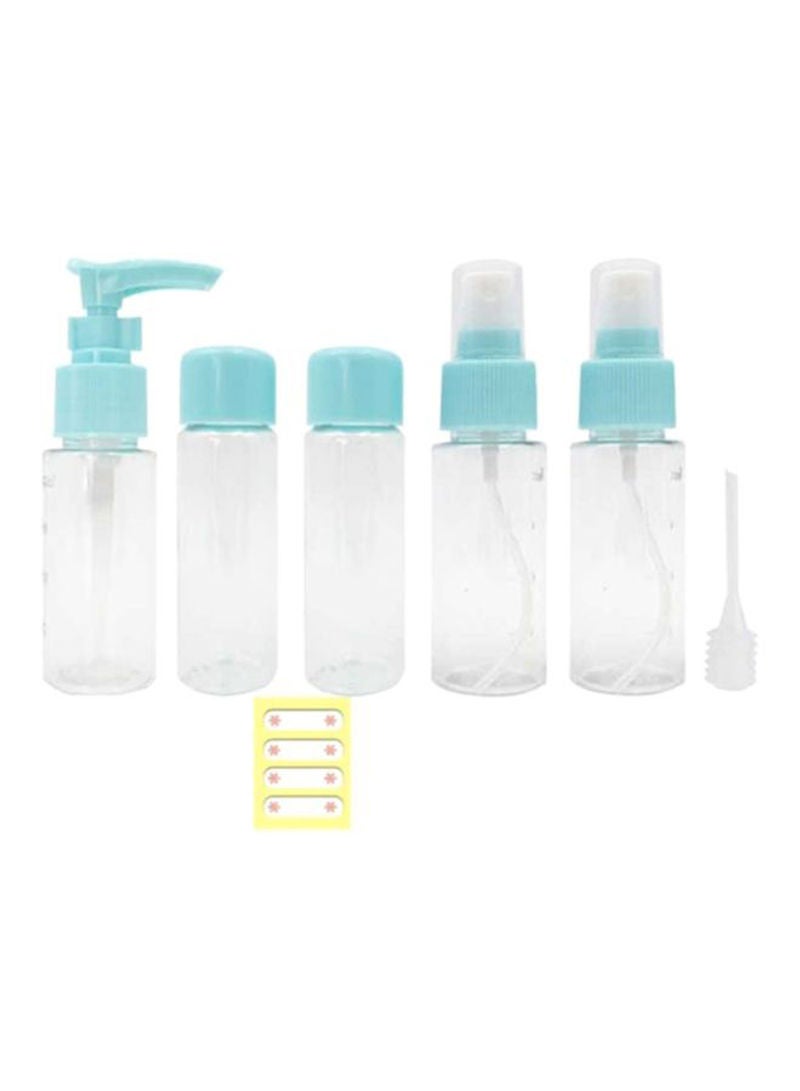 Sharpdo Pack Of 7 Portable Travel Size Empty Bottle Set Clear/Blue 10x8x2cm - Image 1