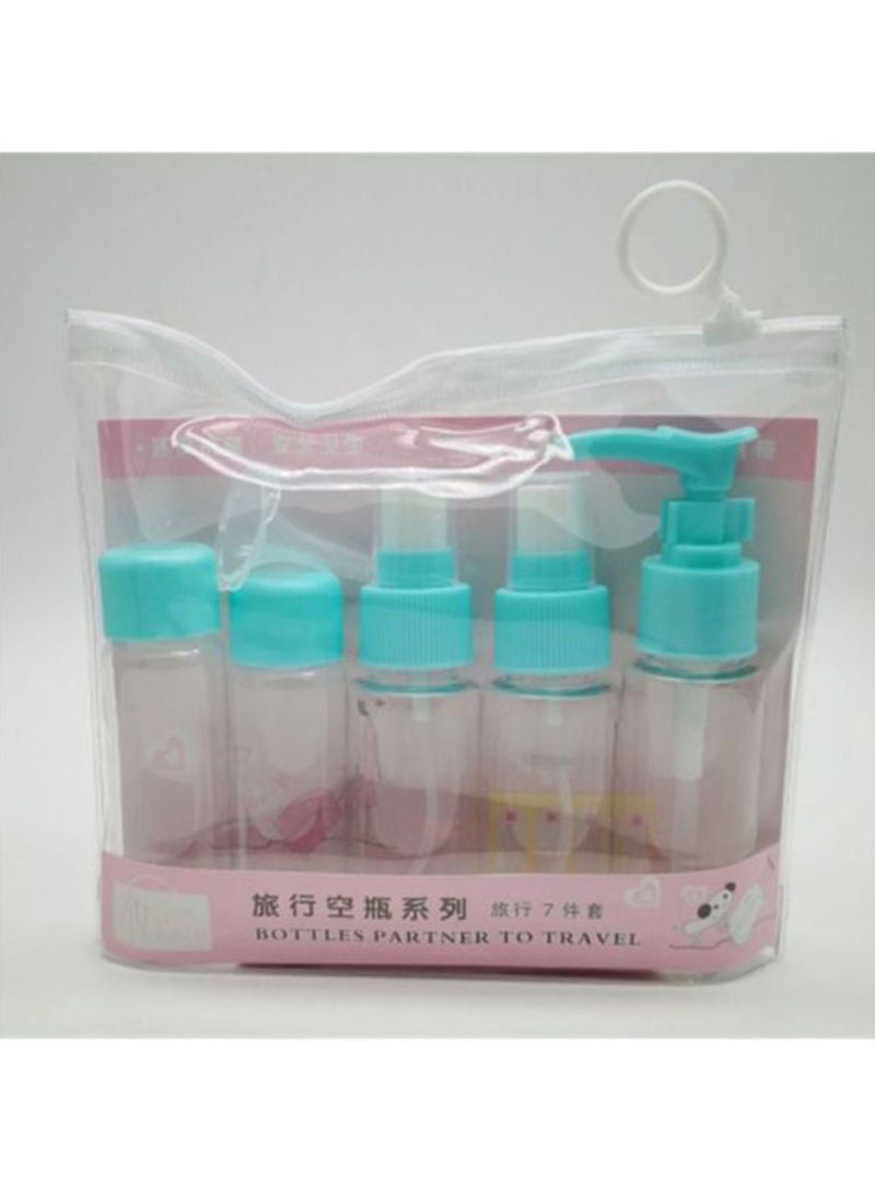 Sharpdo Pack Of 7 Portable Travel Size Empty Bottle Set Clear/Blue 10x8x2cm - Image 4