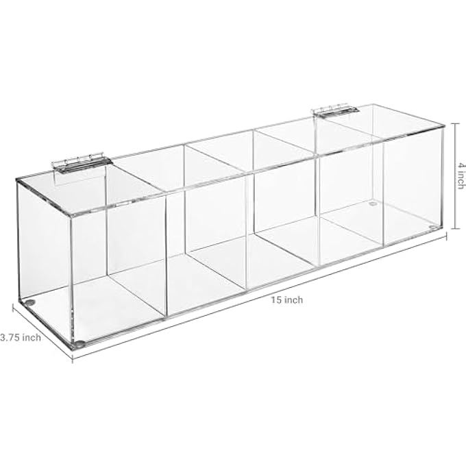 Rose Acrylic  Modern Clear Premium Acrylic Tea Bag Organizer Box With 5 Compartments And Hinged Lid Kitchen Countertop Storage Caddy For Assorted Teas And Condiments - Image 2