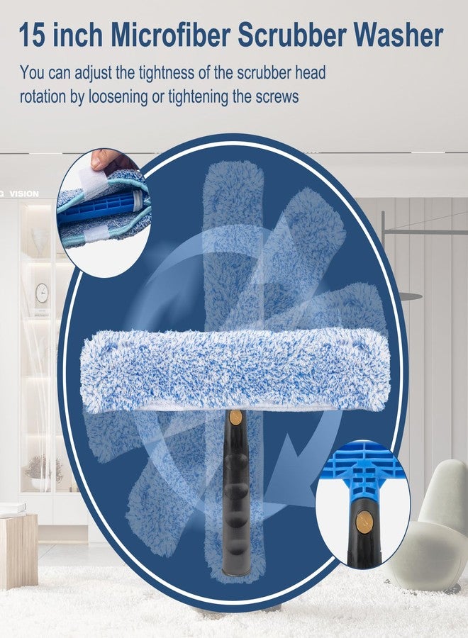 Ylebs Professional Window Cleaning Kit, 14" Rubber Squeegee with 15" Microfiber Scrubber, Window Cleaning Tool for Home, Window Washing Equipment Commercial & Household Use - Image 4