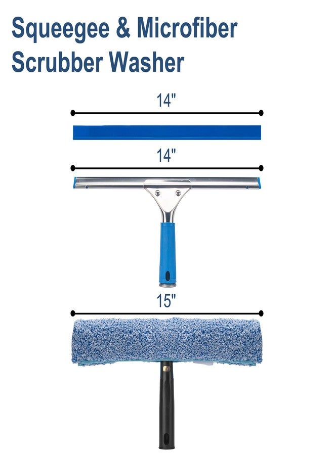 Ylebs Professional Window Cleaning Kit, 14" Rubber Squeegee with 15" Microfiber Scrubber, Window Cleaning Tool for Home, Window Washing Equipment Commercial & Household Use - Image 2