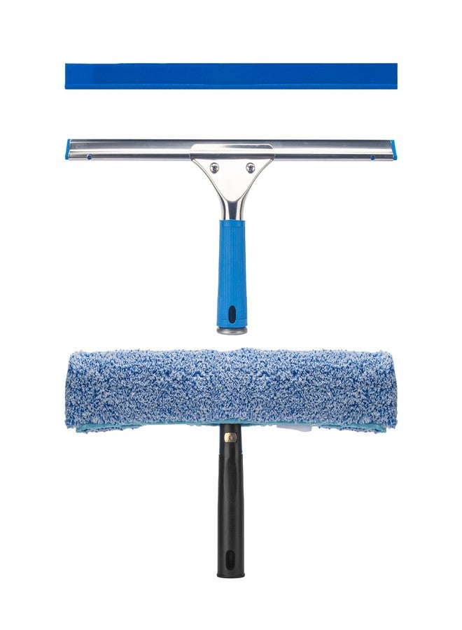 Ylebs Professional Window Cleaning Kit, 14" Rubber Squeegee with 15" Microfiber Scrubber, Window Cleaning Tool for Home, Window Washing Equipment Commercial & Household Use - Image 1