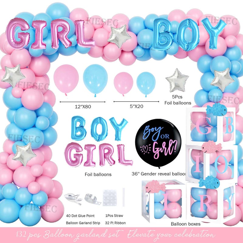 Fiesec Fishing Gender Reveal Decorations, Baby Boy or Girl Gender Reveal Party Decor, Fish She or Fish He Backdrop Balloon Banner Tablecloth Box Sash for Gone Fishing Baby Shower Supplies - Image 3