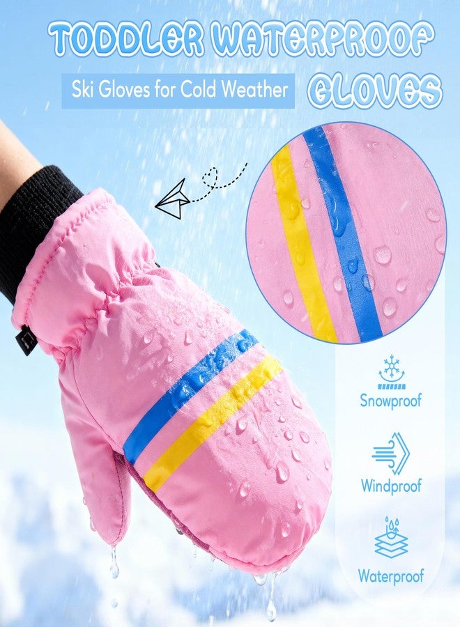 زاندو قفازات زاندو المقاومة للماء للأطفال الصغار، قفازات شتوية دافئة حرارية ذات أساور طويلة مرنة، معزولة، مناسبة للأولاد والبنات، للتزلج في الطقس البارد، إكسسوارات خارجية، لون وردي، من 5 إلى 8 سنوات - Image 2