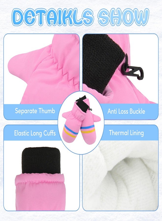زاندو قفازات زاندو المقاومة للماء للأطفال الصغار، قفازات شتوية دافئة حرارية ذات أساور طويلة مرنة، معزولة، مناسبة للأولاد والبنات، للتزلج في الطقس البارد، إكسسوارات خارجية، لون وردي، من 5 إلى 8 سنوات - Image 3