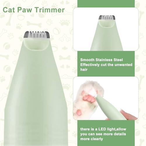 TecoKart® Dog Cat Trimmer for Paw with USB Rechargeable and Low Noise, Dogs Hair Cutting Machine with LED Light for Small Spots - Green - Image 3