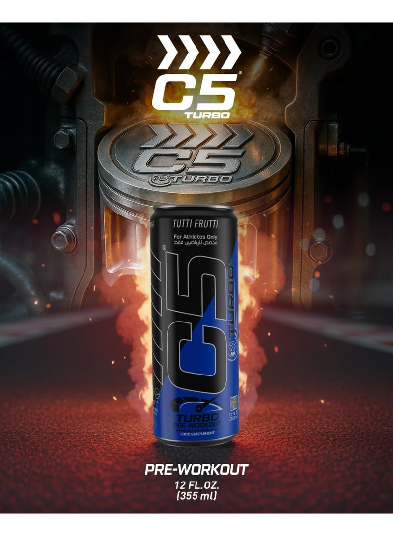 C5 Turbo Pre-Workout Drink – 355 ml | 200 mg Caffeine, Creatine HCL, Beta-Alanine, L-Citrulline | Zero Sugar | For Athletes Only (Pack of 12, Energy Flavour) - Image 2