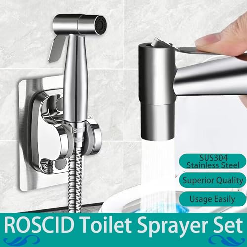 Roscid Handheld Bidet Sprayer Set, Toilet Bidet Attachment with 3-Way Faucet Diverter Bathroom Bidet WC Spray with 2M Hose, Used for Cleaning Sink, Bathroom Corner, Toilet, Personal Hygiene - Image 5